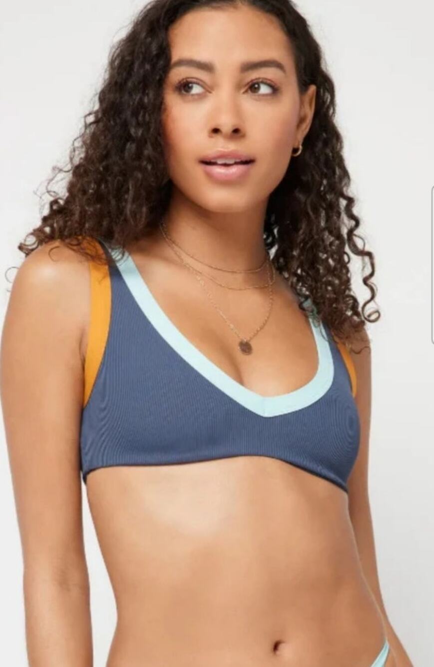L*Space Lala Bikini Top in Slate Inka Gray Size Large NWT Ribbed